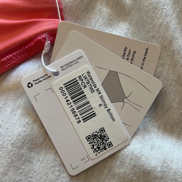 NWT lululemon waterside mid rise skimpy fit bikini bottoms in raspberry cream - Picture 5 of 6